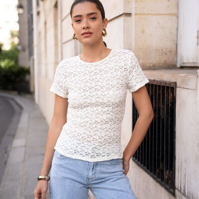 T-shirt en dentelle semi-transparente - CK08511