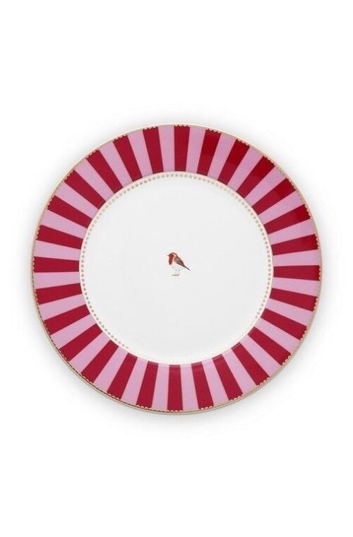 Assiette plate Love Birds Bande Rouge/Rose- 26,5cm - PIP STUDIO