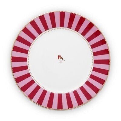 PIP - Love Birds Red / Pink Stripe Plate - 26.5cm