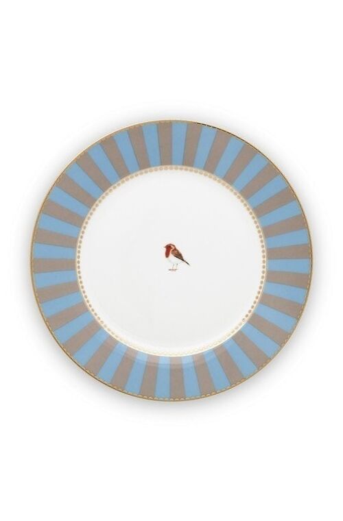 PIP - Assiette dessert Love Birds Bleu/Kaki - 21cm