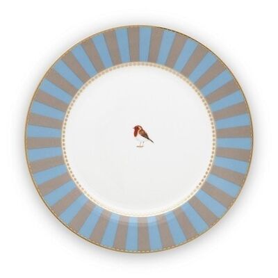 PIP - Love Birds Blue / Khaki dessert plate - 21cm