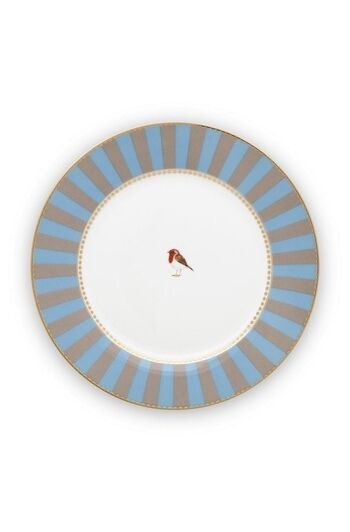 PIP - Assiette dessert Love Birds Bleu/Kaki - 21cm