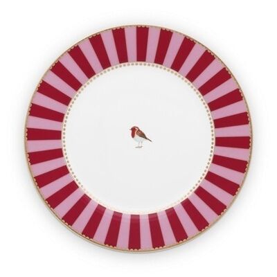 LB Dessertteller Rot / Pink Band - 21cm