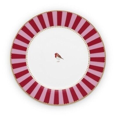 LB Assiette dessert Bande Rouge/Rose - 21cm