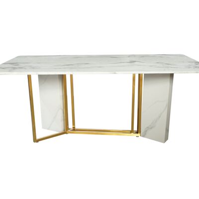 Table à manger Senoville blanche, aspect marbre