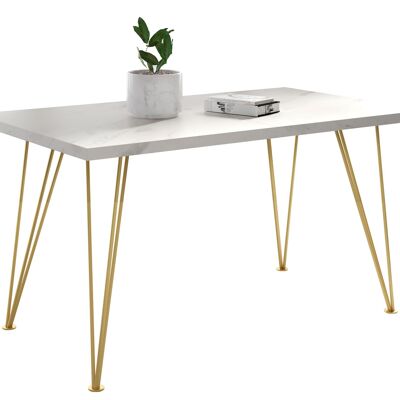 Thesey Uitschuifbare Eettafel Goud, Wit