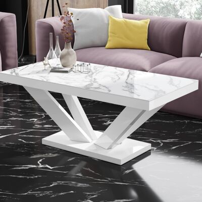 Table de salon Evrecy en marbre blanc