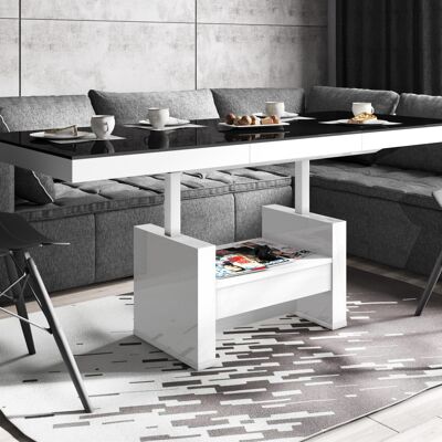 Muda Uitschuifbare Salontafel Zwart hoogglans