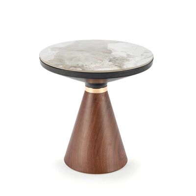 Table de salon Merigon aspect marbre blanc