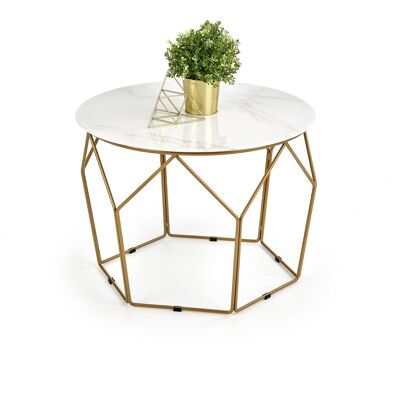 Table de salon Gourville aspect marbre blanc
