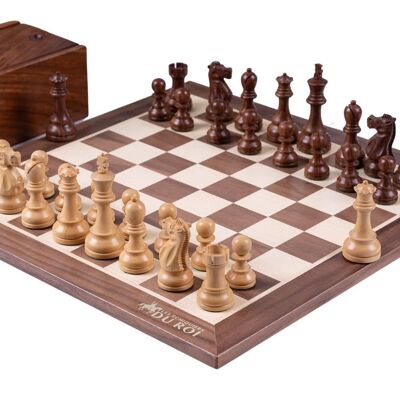 Jeu d'Échecs Style Américain en Érable et Noyer 44x44 cm - Fabriqué à la main