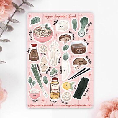 A6 Japanese Vegan Sticker Sheet