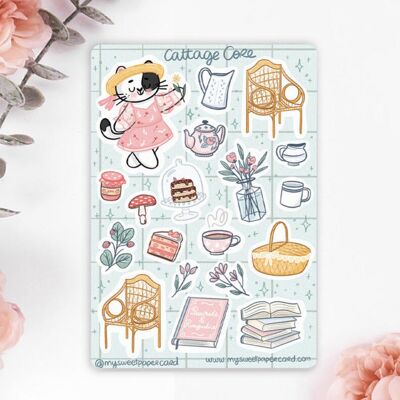 A6 Cottage Cat - Sticker Sheet
