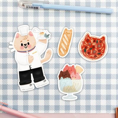 The Cat Restaurant - Set of 4 magnets