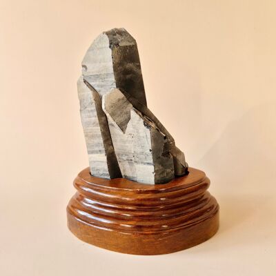 XL Raw Smoky Quartz Gemstone Cluster on Wooden Stand – #25 351grams