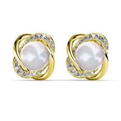 Simply Pearl Earrings - Gold and Crystal