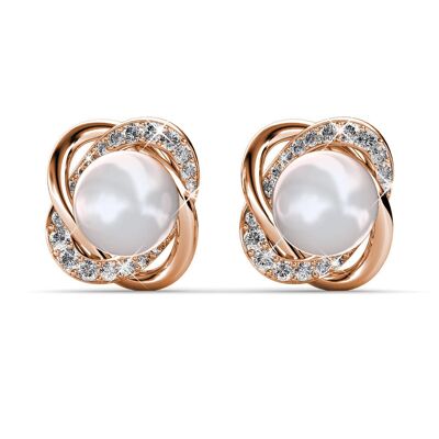 Pendientes Simply Pearl - Oro rosa y cristal
