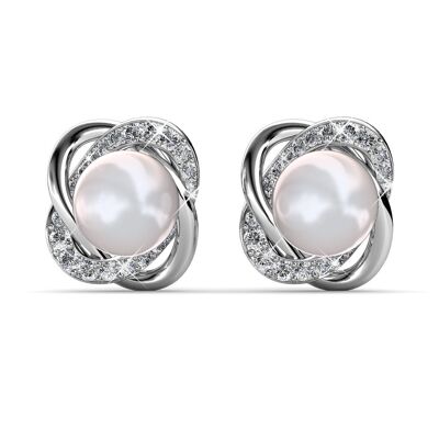 Boucles d'oreilles Simply Pearl - Argenté et Cristal