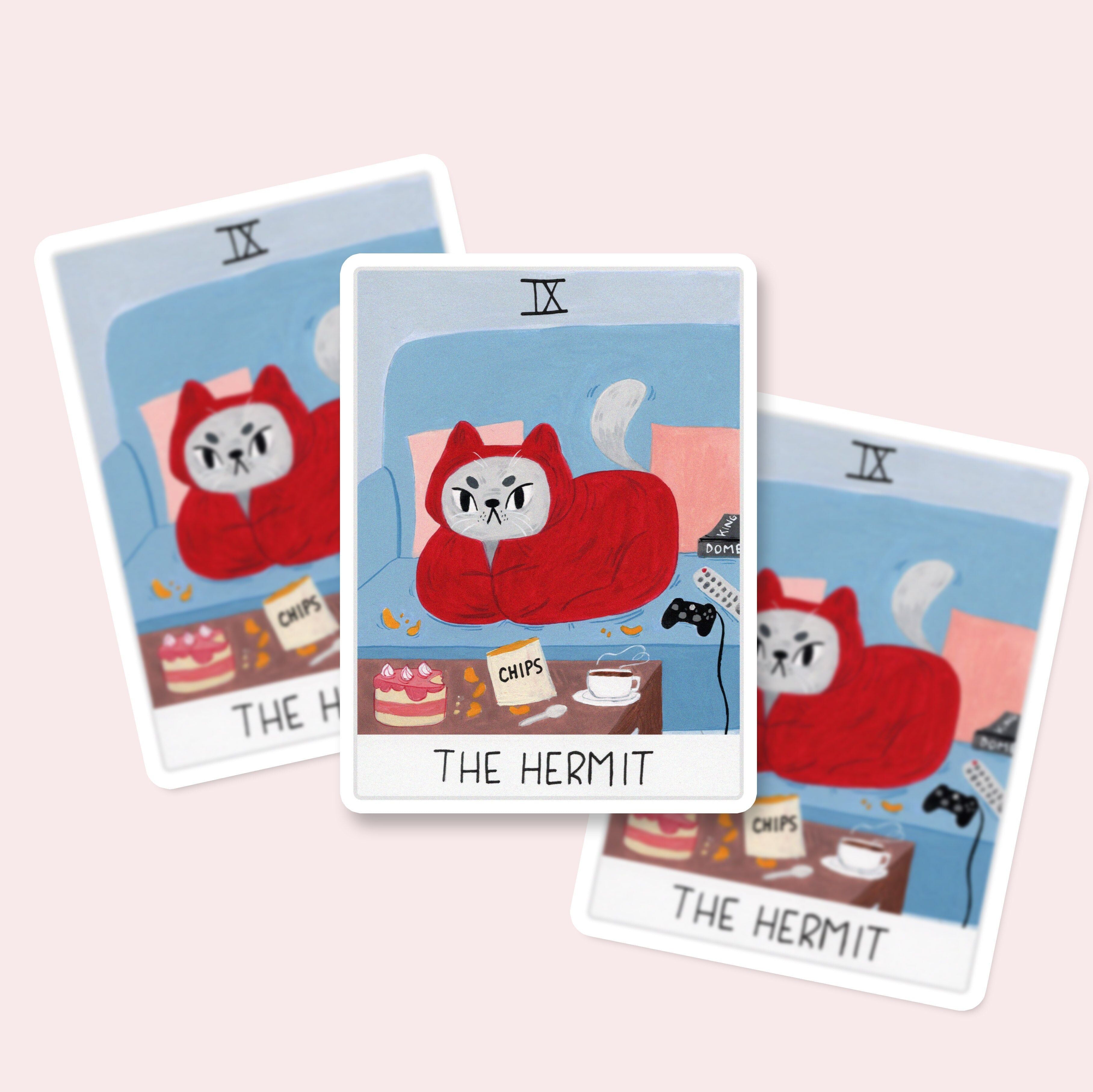 L'Hermit - stickers tarot des chat - autocollant vinyl individuel