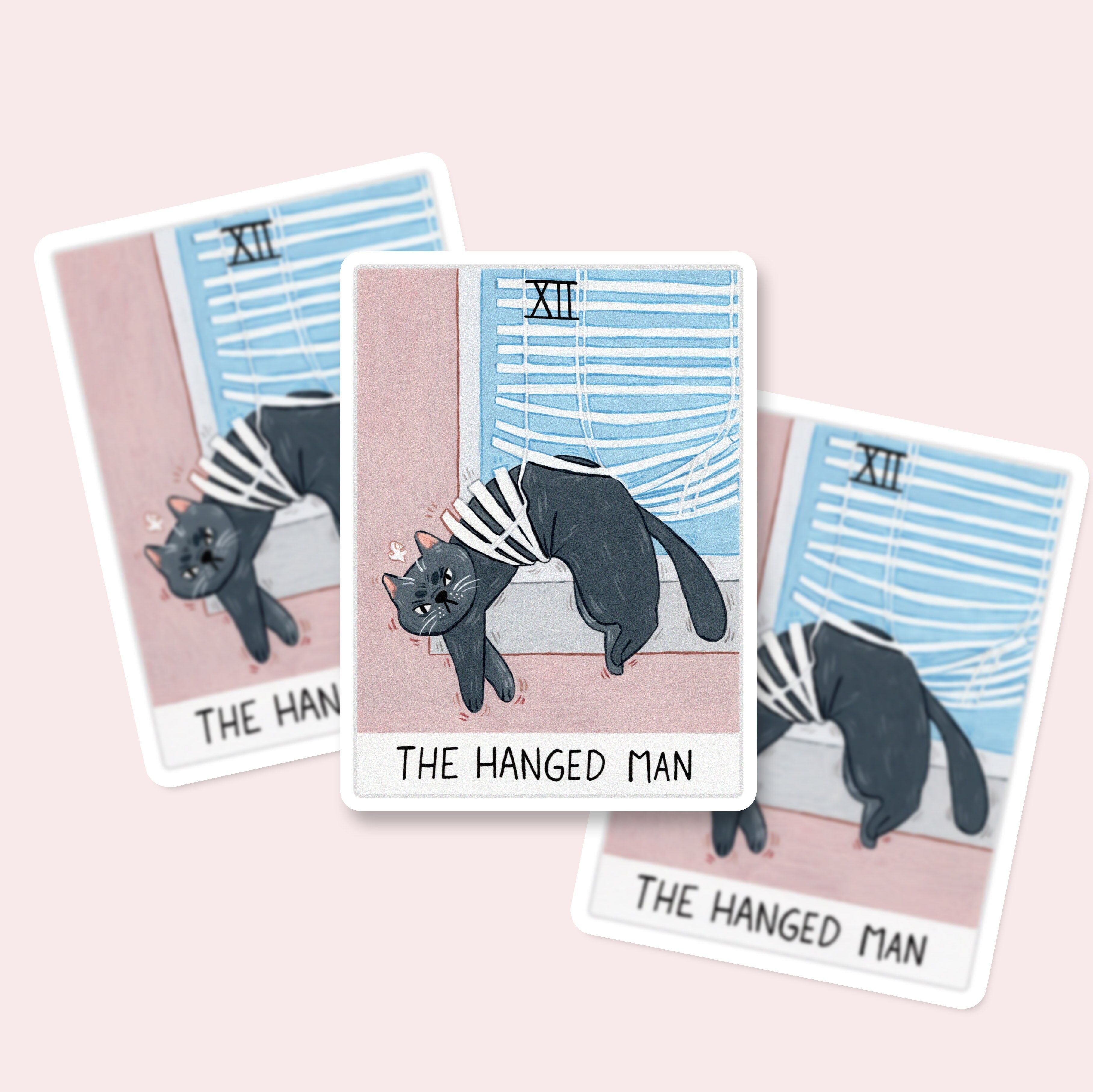 Le pendu - stickers tarot des chat - autocollant vinyl individuel