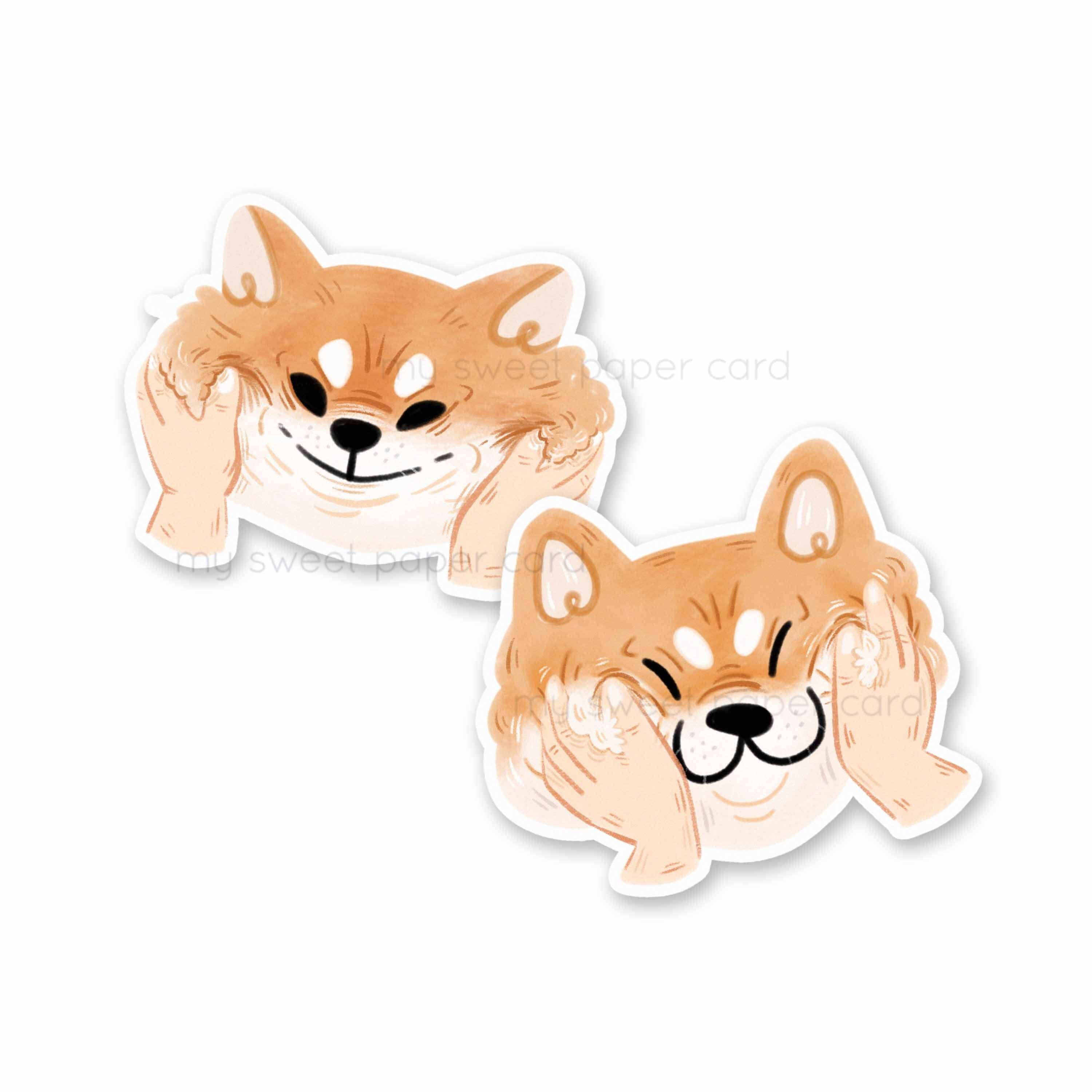 Tête de Shiba - autocollant vinyl individuel