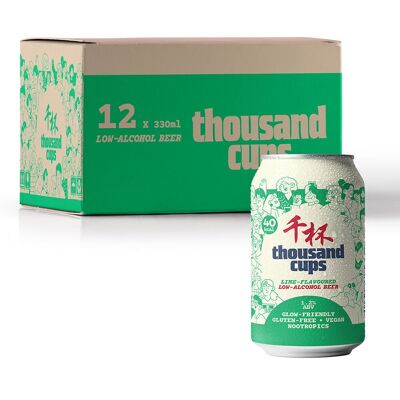 Mil tazas - Latas de 12 x 330 mm con sabor a lima - Cerveza baja en alcohol 1.2% ABV de Alternate Beverages Limited