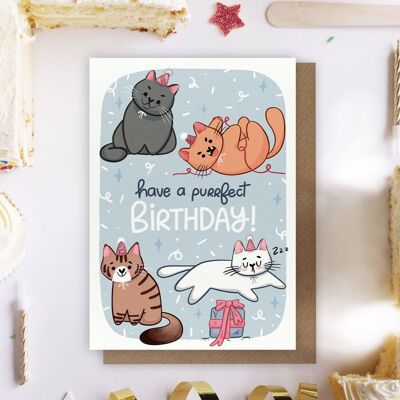 Un biglietto di auguri di compleanno perfetto per gli amanti dei gatti