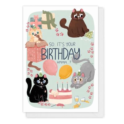 So it's your birthday hmm...- cat birthday card