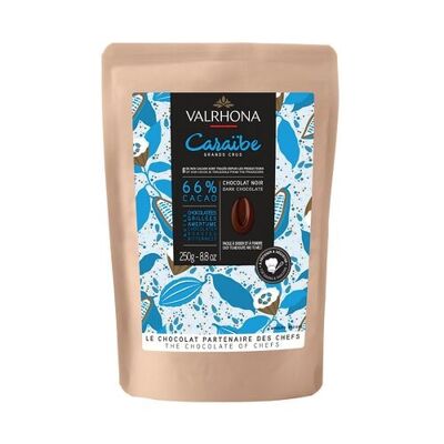 Bag of Caribbean 66% dark chocolate beans - Valrhona 250gr
