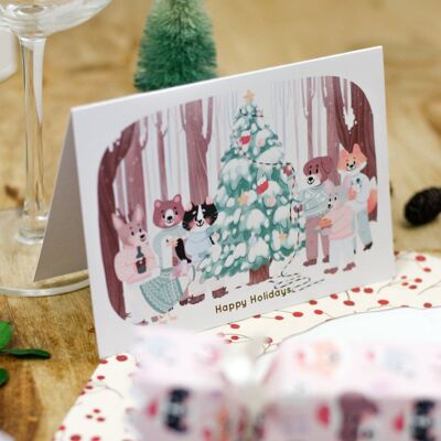 Biglietto d'auguri - L'abete degli animali della foresta