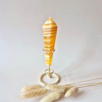 Gemstone Yellow Calcite Scepter on Stand – 270 grams – Positivity, Focus & Self-confidence