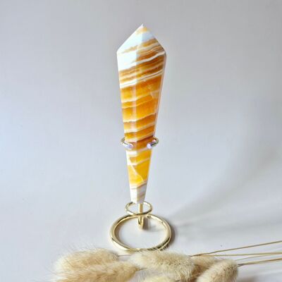 Gemstone Yellow Calcite Scepter on Stand – 265 grams – Positivity, Focus & Self-confidence