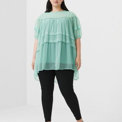 Top + camicetta verde con ricamo taglie forti (C6563)