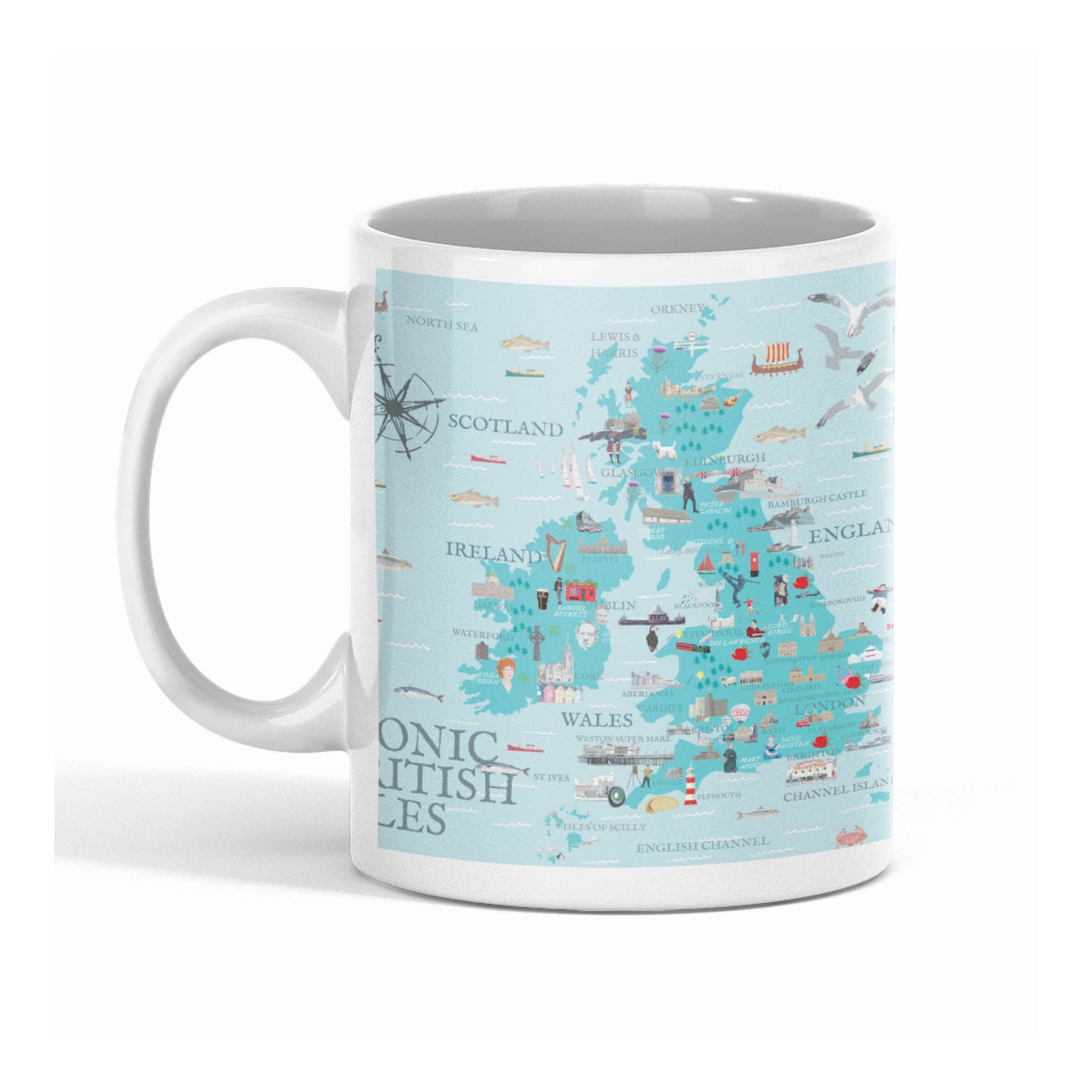 Tazza con mappa illustrata delle Isole Britanniche
