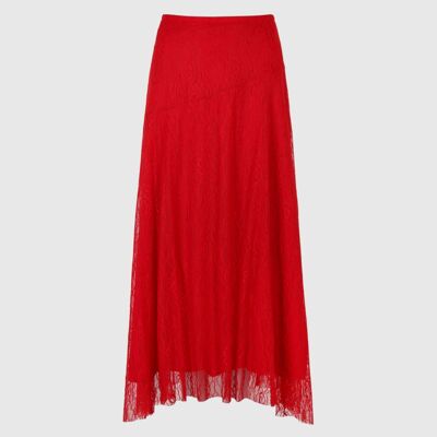 JUNEY red MIDI SKIRT