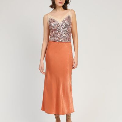 GALVINE terracotta MIDI SKIRT