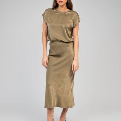 GALVINE khaki MIDI SKIRT