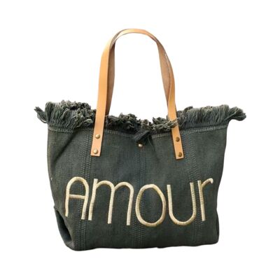 SAC COTTON GARNI CUIR AMOUR