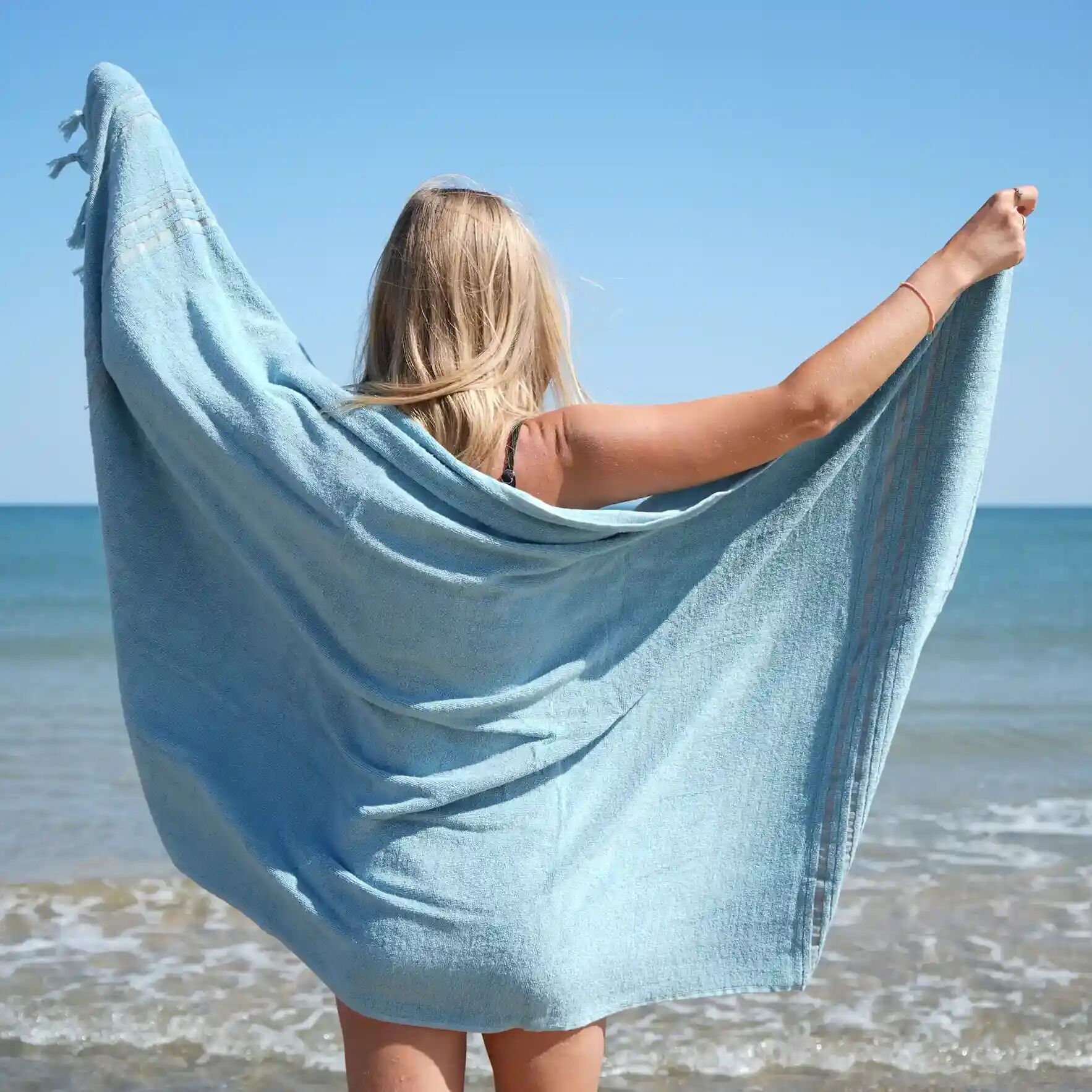 Fouta-Handtuch aus Bio-Baumwolle – Aquamarin – 90 x 170 cm – Dolce Kollektion