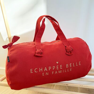 Sac Polochon "Echappée Belle en Famille" tangerine