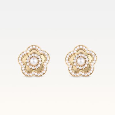 Boucles d'oreilles Camélia plaquées or MB Côte d'Azur