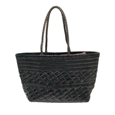BORSA SHOPPING IN PELLE INTRECCIATA CON GRANDE CROCE