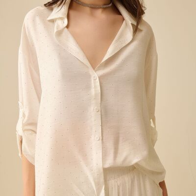 lightweight white shirt with rhinestone details