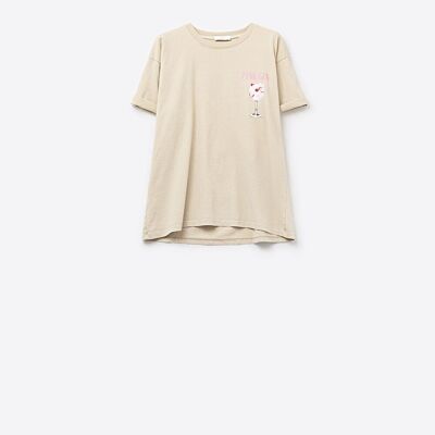 T-shirt beige à manches courtes PINK TONIC