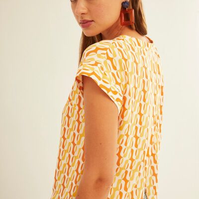Blusa Apertura Espalda Orange Oval Shapes