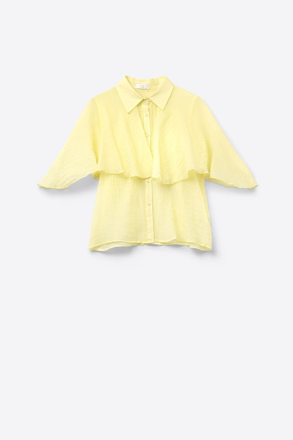 Camicetta in chiffon giallo testurizzato con maniche scese