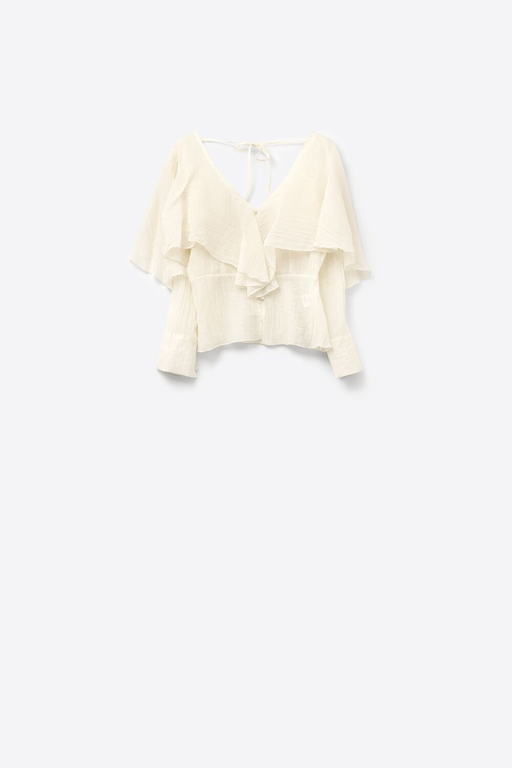 short blouse in flowing chiffon with long sleeves