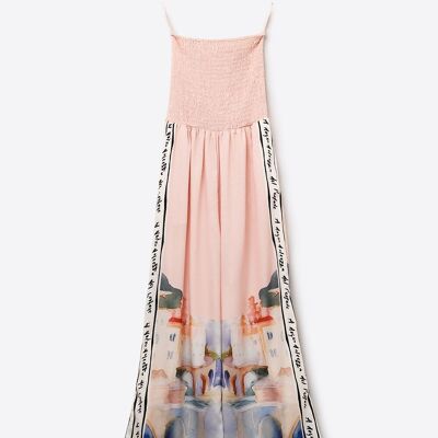 Mono rosa con estampado de acuarela de verano