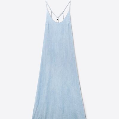 Tencel Light denim dress with beaded straps