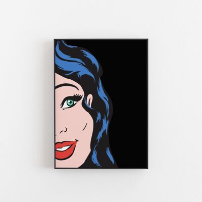 Blue Hair - Wall Art Print A5